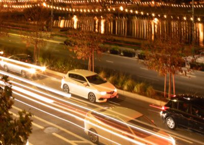 Light trails near Lake Merritt in Oakland, CA