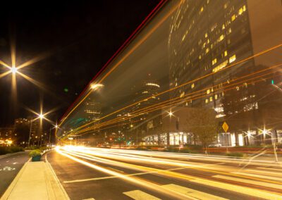 Light trails near Lake Merritt in Oakland, CA