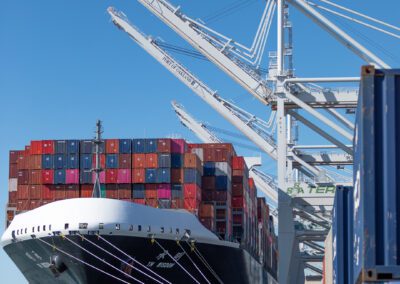 Container ship at the port of Oakland