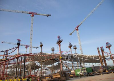 Crane work at the Google Bayview campus in Mountain View, California.