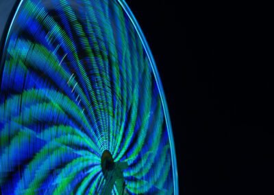 Light patterns generated by carnival rides in Oakland, CA